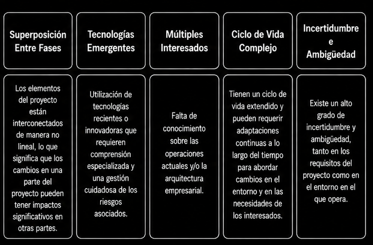Imagen 1. Características de proyectos en entornos VUCA